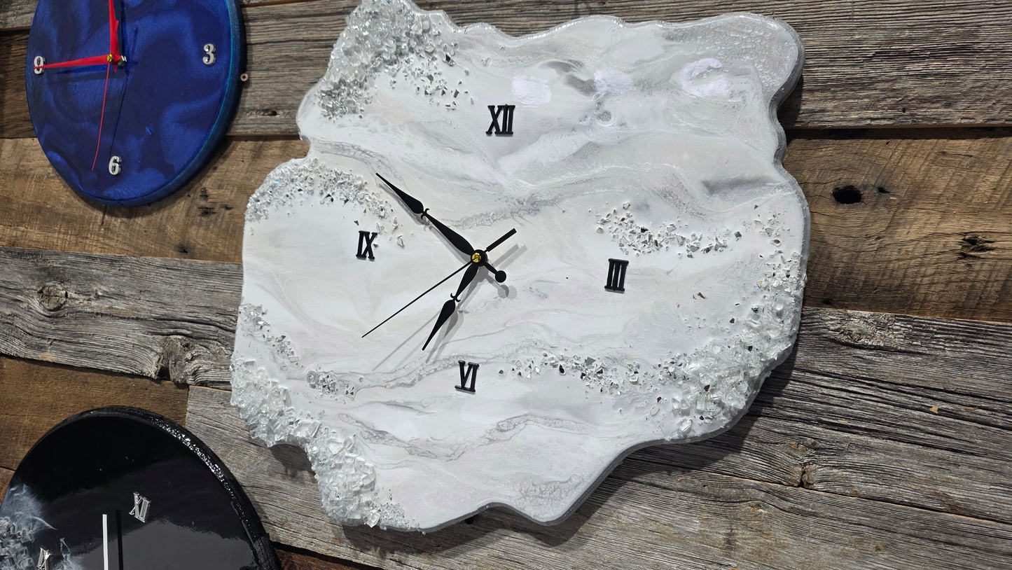 Epoxy Clock Art Class/Friday April 24 6:30pm level #1 no experience needed/mask are provided and recommended for this class.
