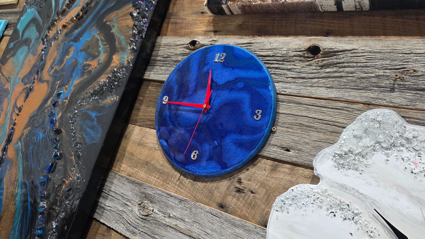 Epoxy Clock Art Class/Friday April 24 6:30pm level #1 no experience needed/mask are provided and recommended for this class.