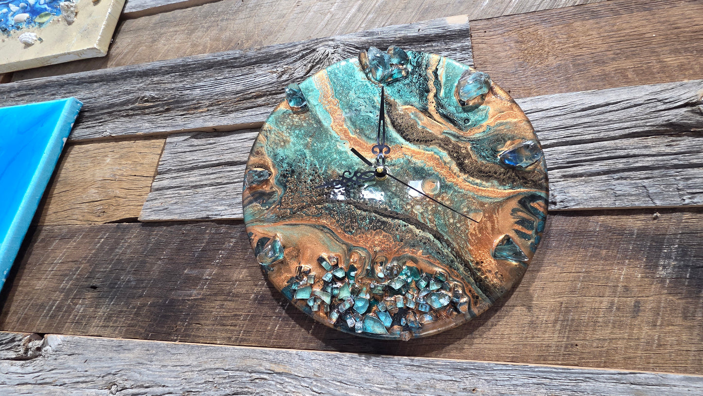 Epoxy Clock Art Class/Friday April 24 6:30pm level #1 no experience needed/mask are provided and recommended for this class.