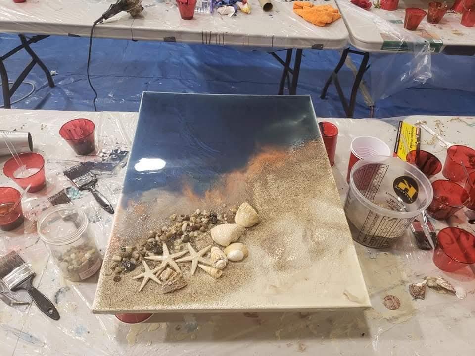 Epoxy Beach art March 31st 6:30pm