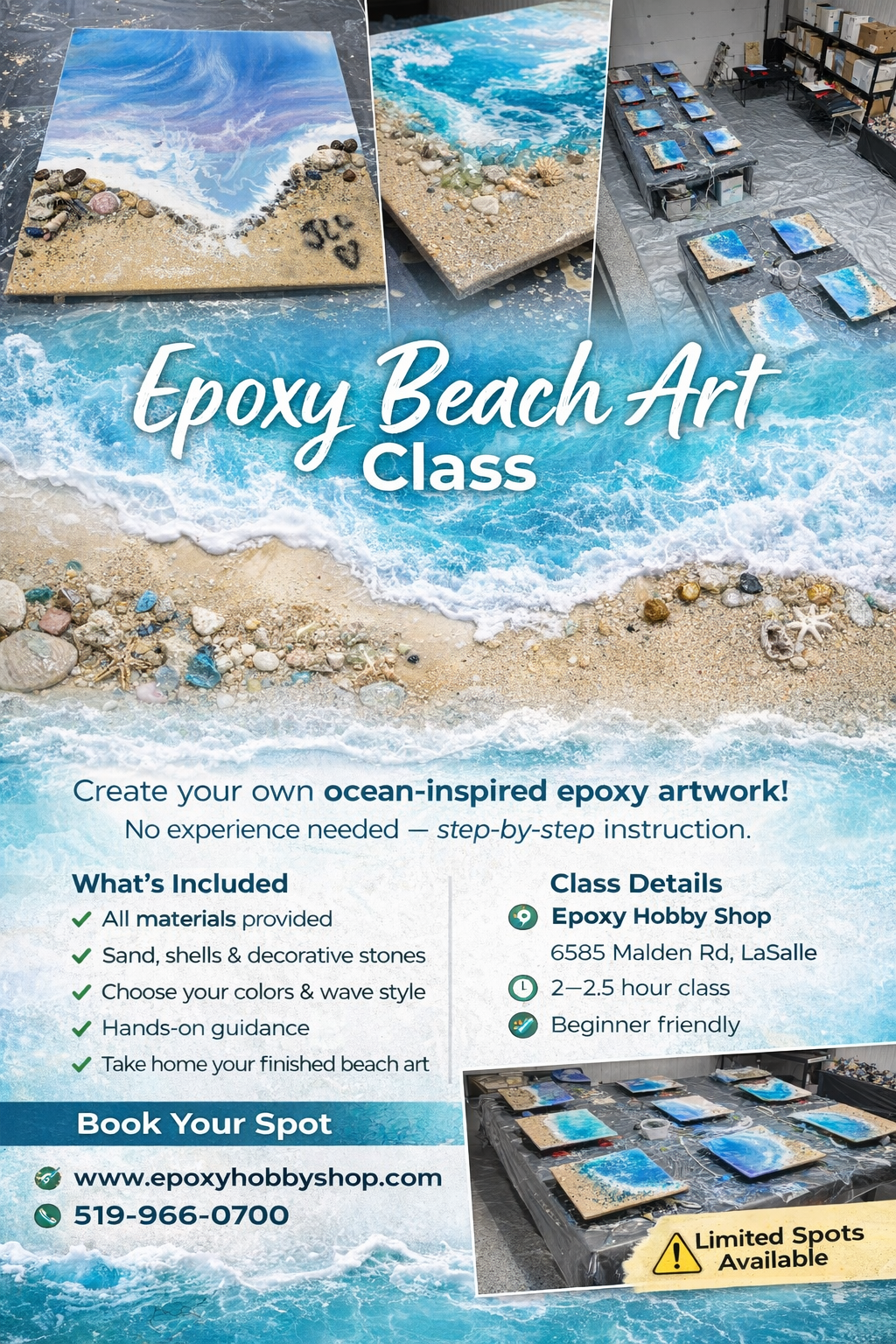 Epoxy Beach art April 17th  6:30pm