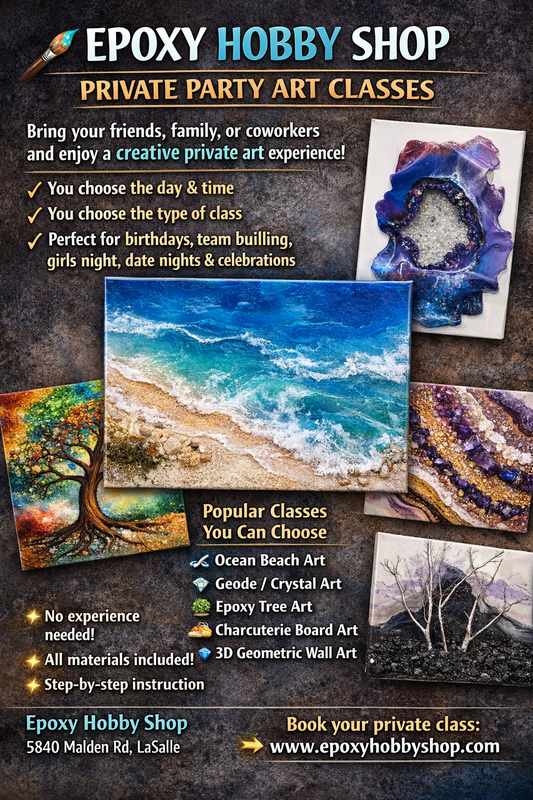 Private party epoxy class/call to set up and book a privite class 519-966-0700